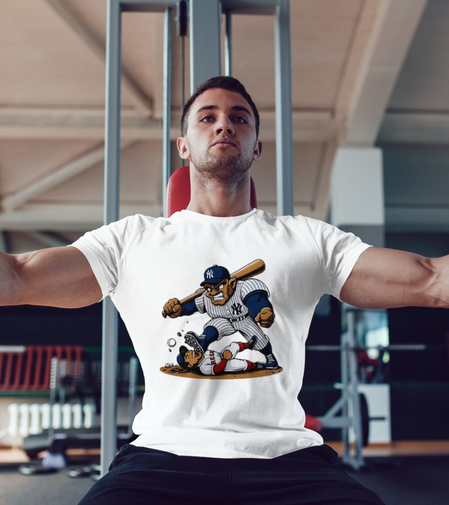 Yankees Vs Red Sox Cartoon Rivalry Yankees Player Dominance Over Red Sox Player T-Shirt