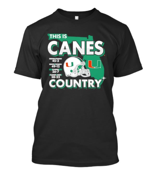 This Is Canes Country Miami Hurricanes Florida Map University Of Miami Football Helmet T-Shirt