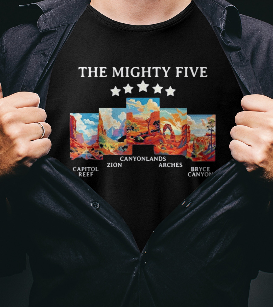 The Mighty Five Capitol Reef Zion Canyonlands Arches Bryce Canyon T-Shirt