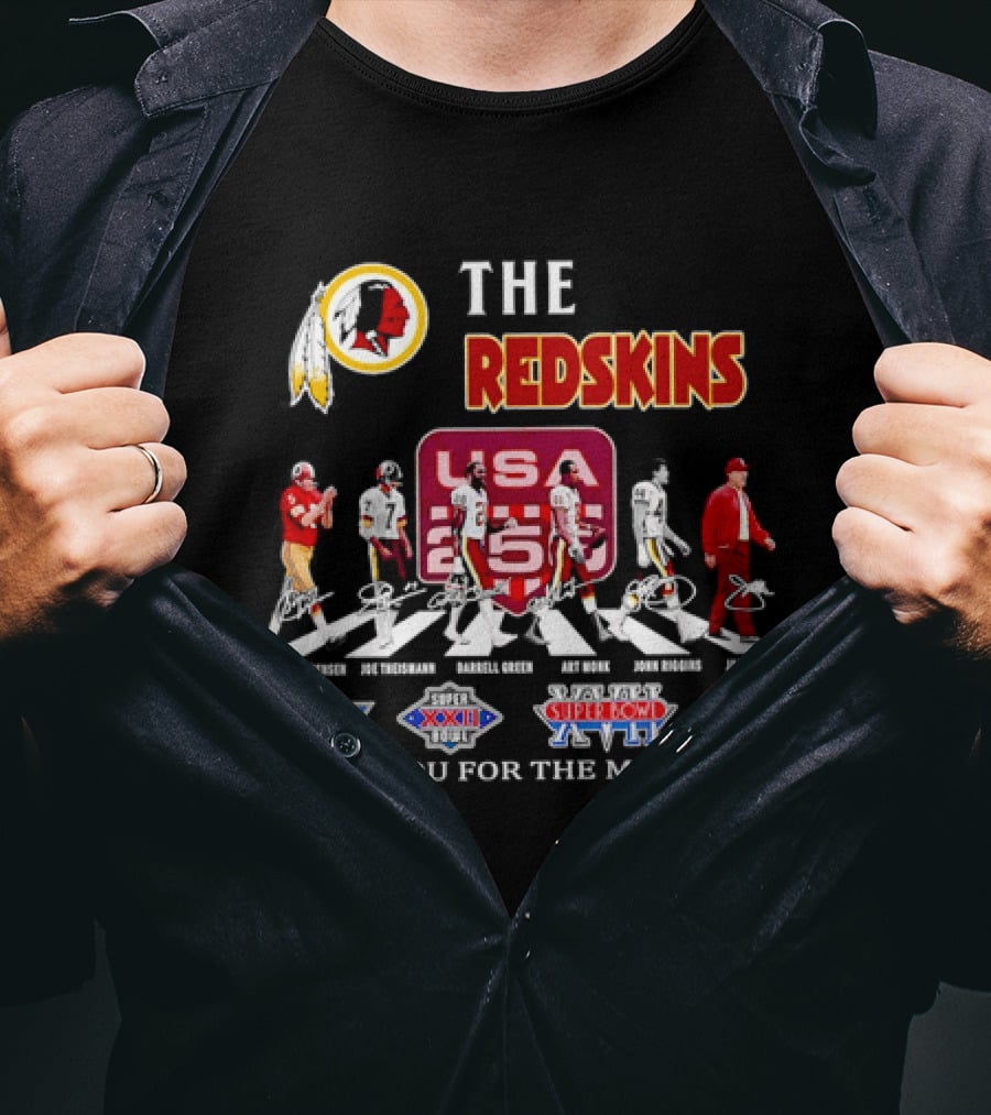 The Washington Redskins Legends Theismann Gibbs Jurgensen Green Monk Riggins Thank You For The Memories USA Redskins Super Bowl XVII XXII XXVI T-Shirt