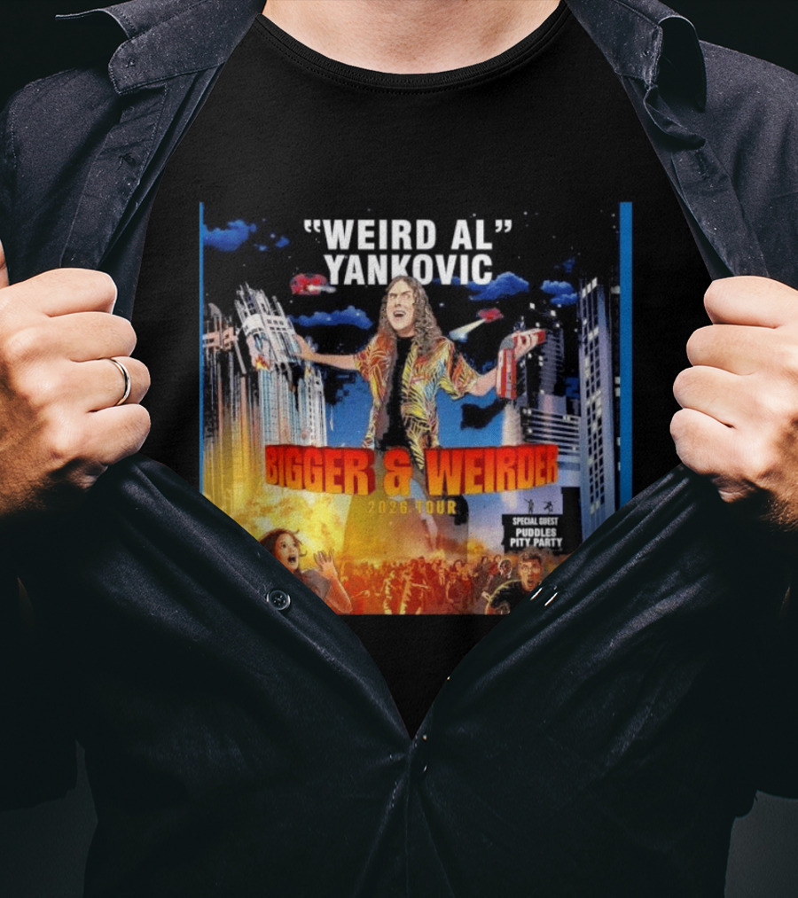 Weird Al Yankovic Bigger & Weirder 2026 Tour Special Guest Puddles Pity Party T-Shirt