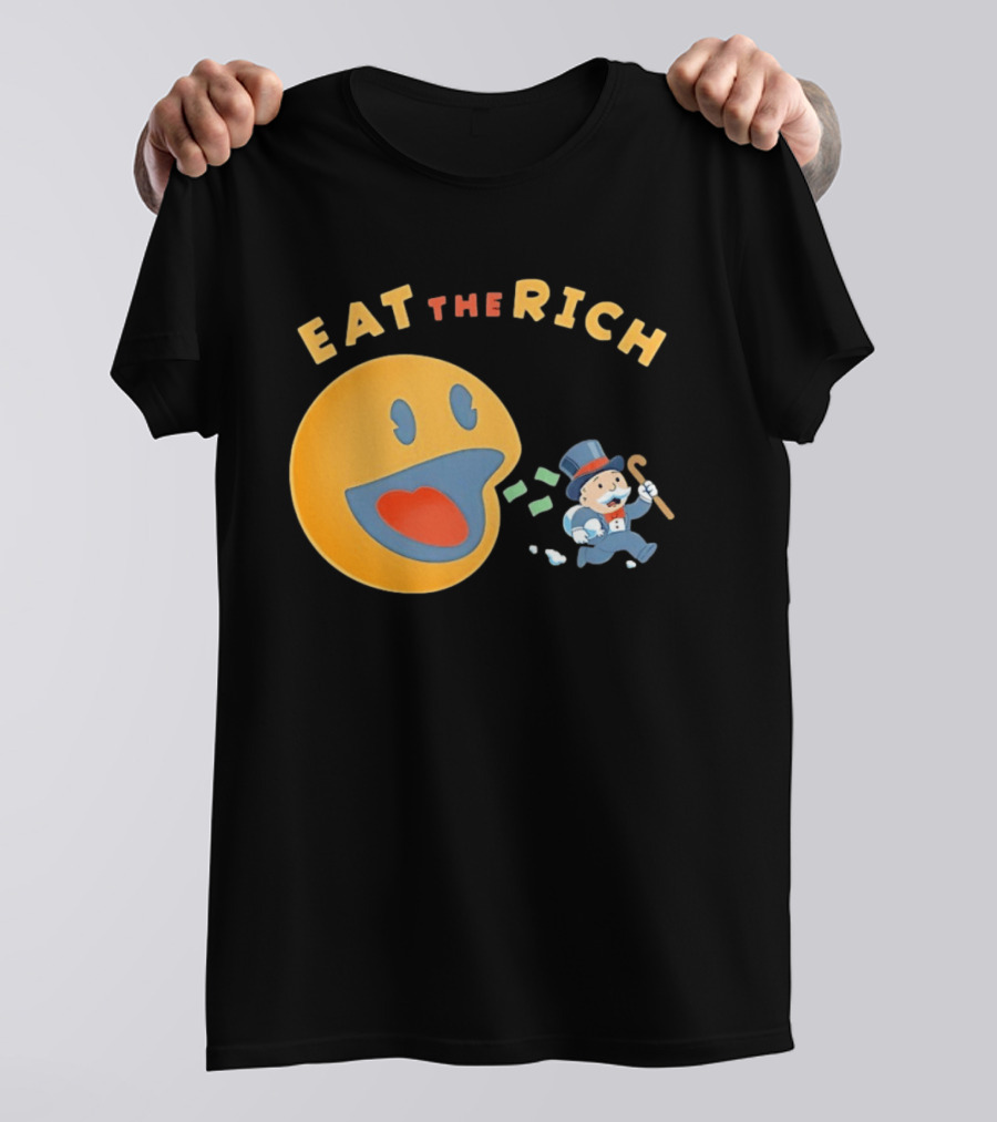 Eat The Rich Monopoly Man Pac Man Capitalism T-Shirt