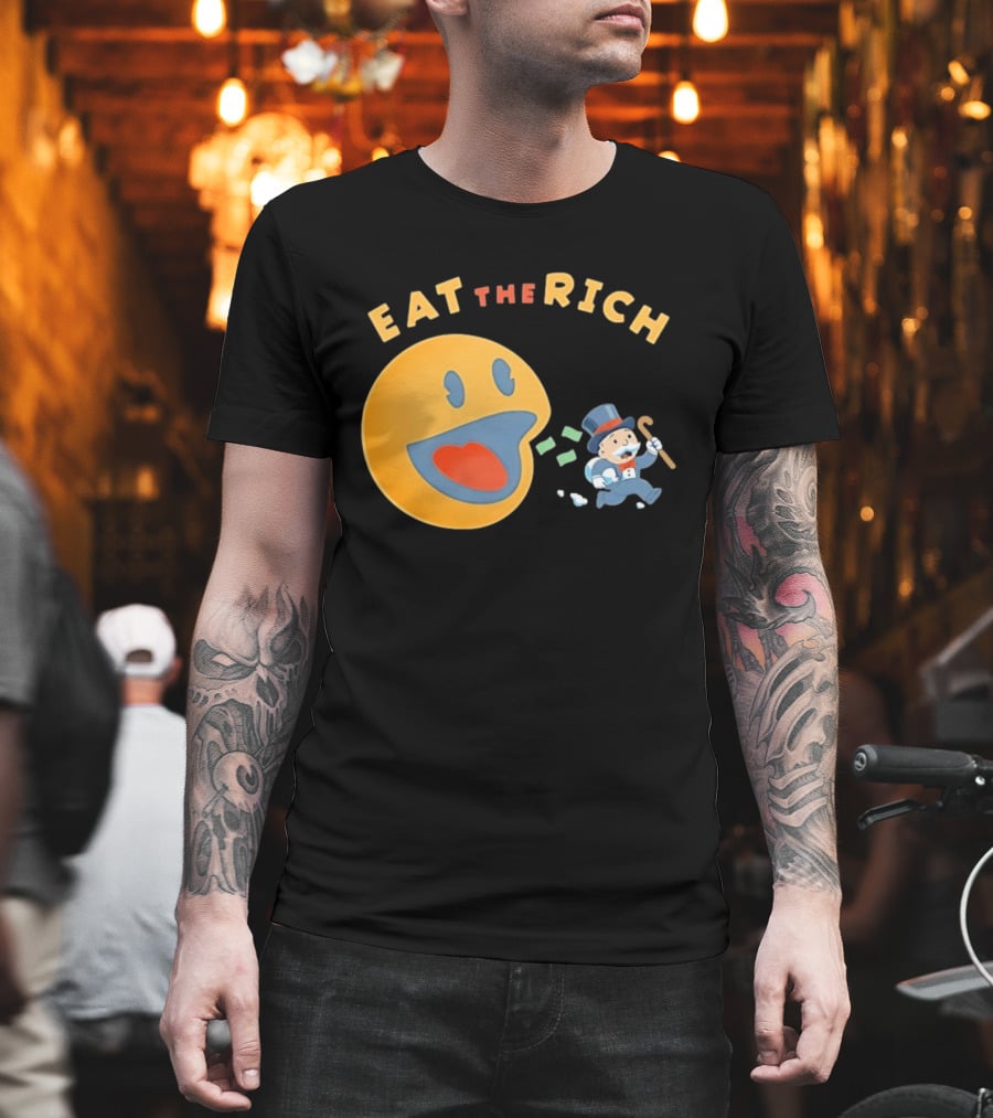 Eat The Rich Monopoly Man Pac Man Capitalism T-Shirt