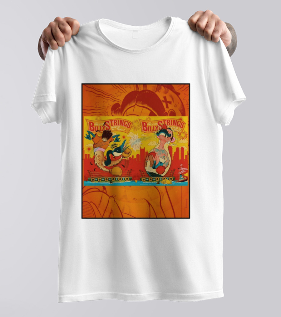 Billy Strings Greatest Show Of All Time Boxing Panels Playful Cartoon T-Shirt