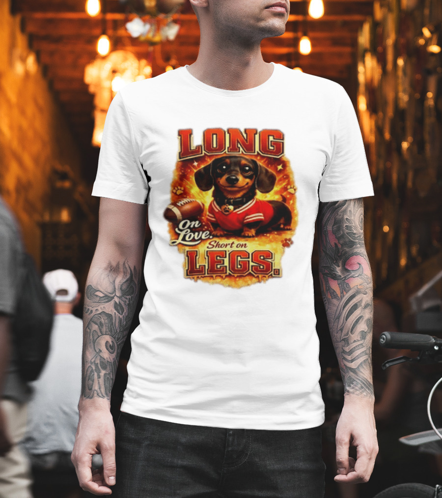 Dachshund Long On Love Short On Legs Football T-Shirt
