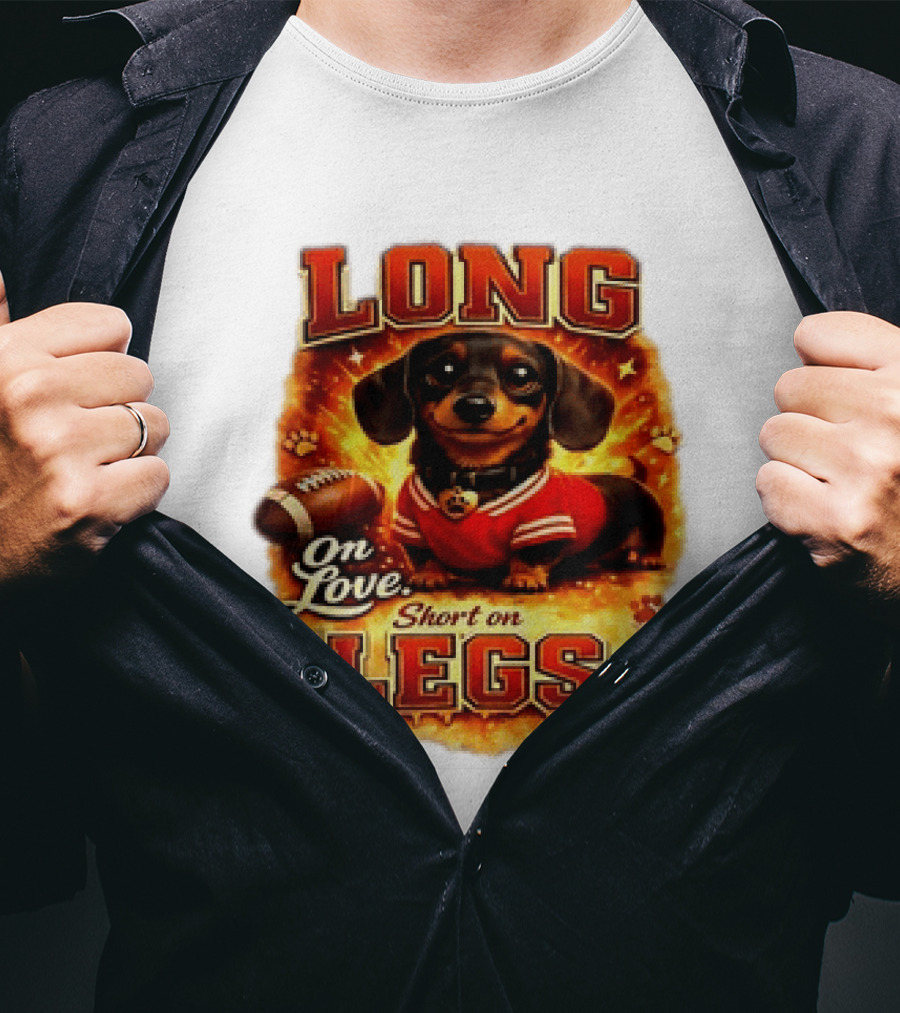 Dachshund Long On Love Short On Legs Football T-Shirt