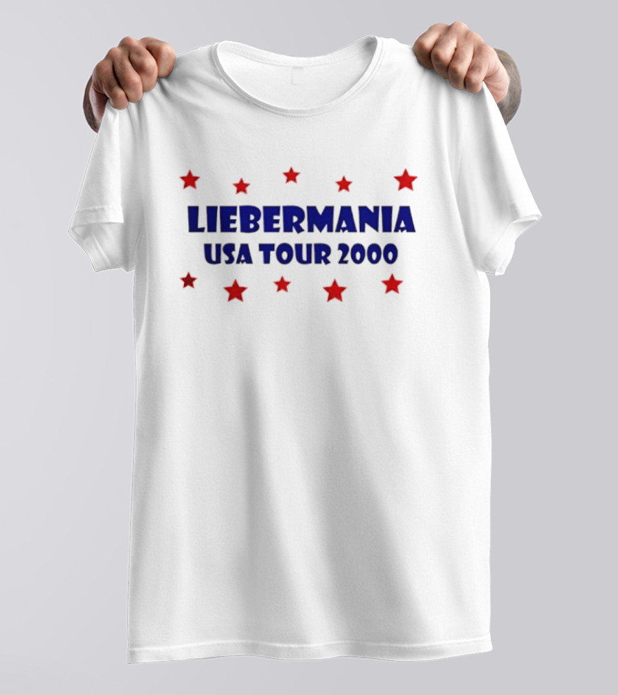 Joe Lieberman 2000 Presidential Campaign Liebermania USA Tour 2000 Red Stars T-Shirt
