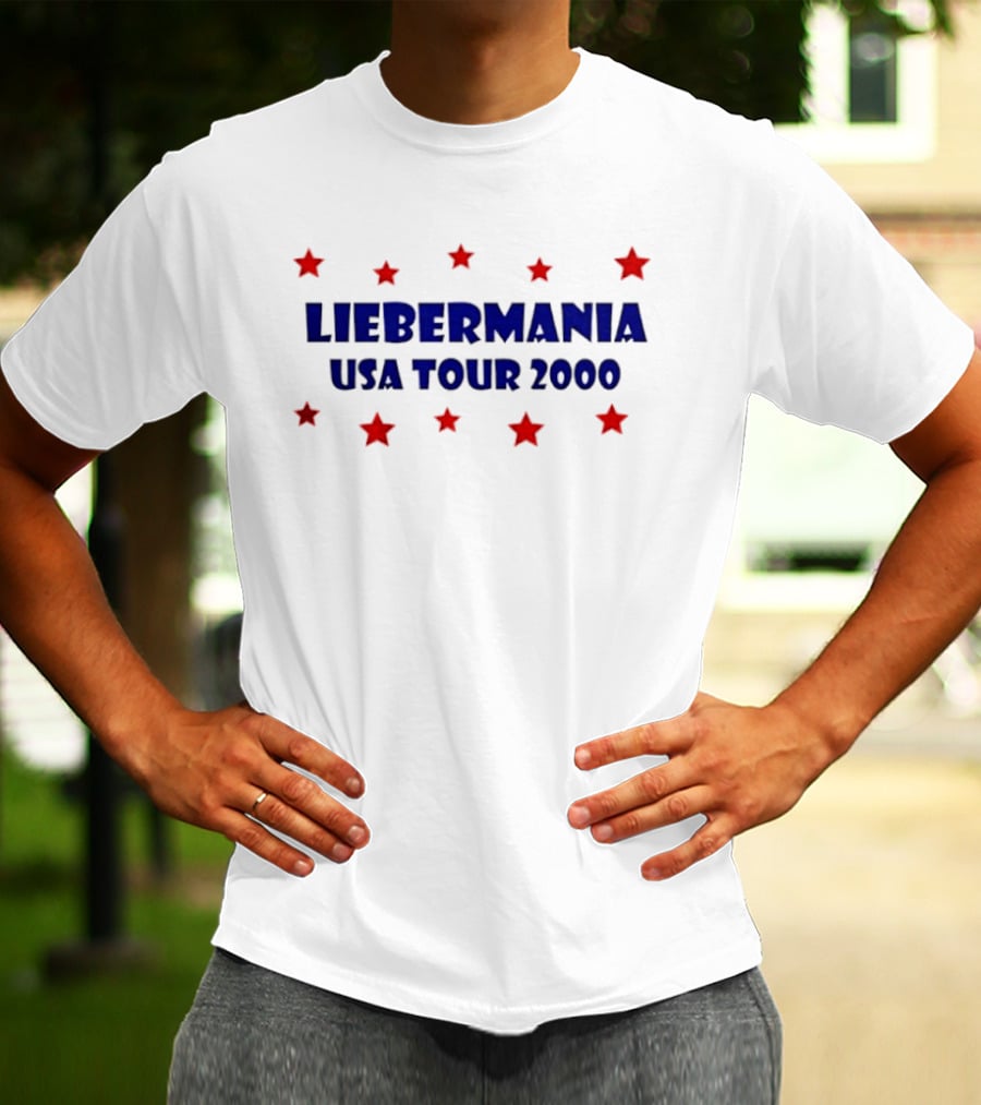 Joe Lieberman 2000 Presidential Campaign Liebermania USA Tour 2000 Red Stars T-Shirt