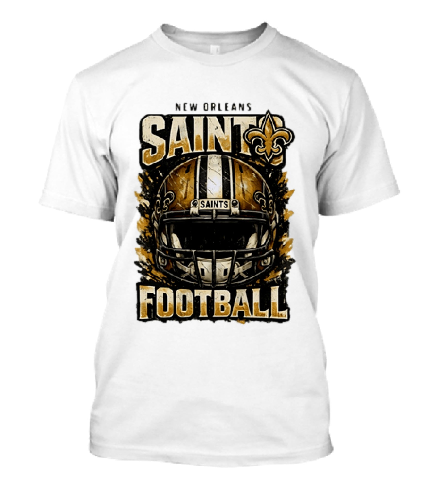 New Orleans Saints Football Helmet Distressed Fleur De Lis T-Shirt