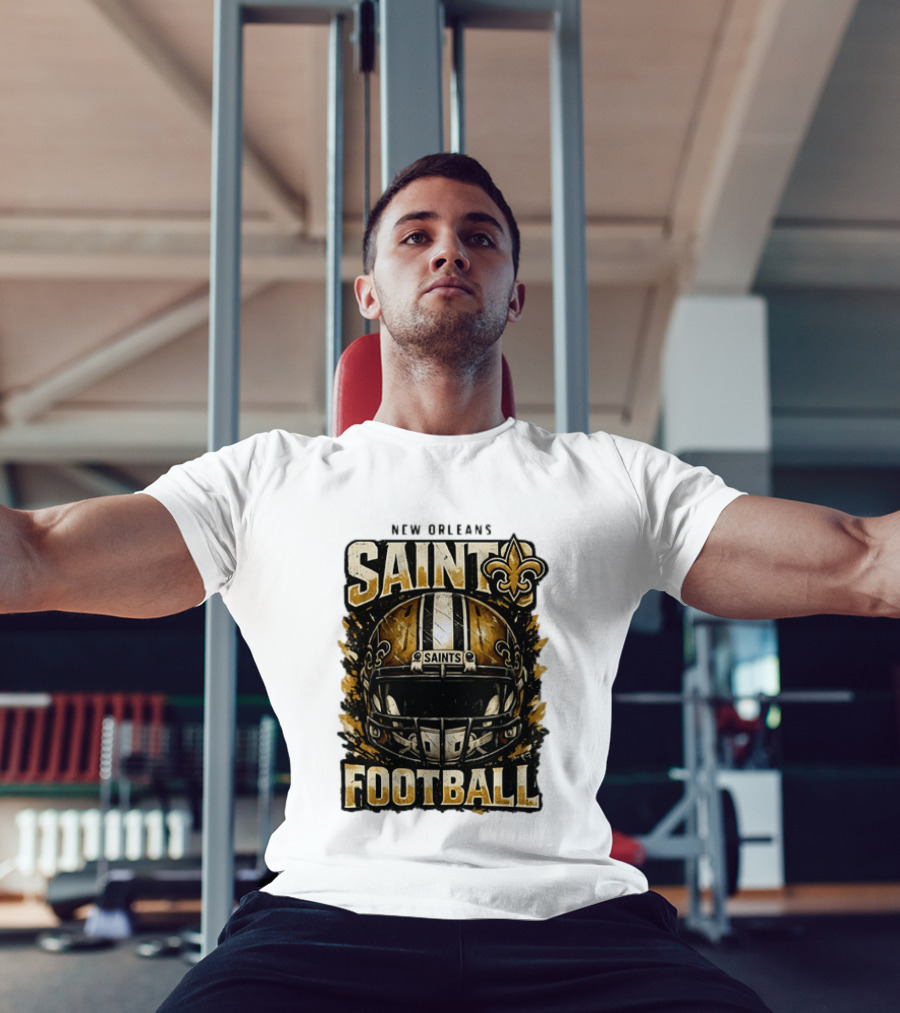New Orleans Saints Football Helmet Distressed Fleur De Lis T-Shirt