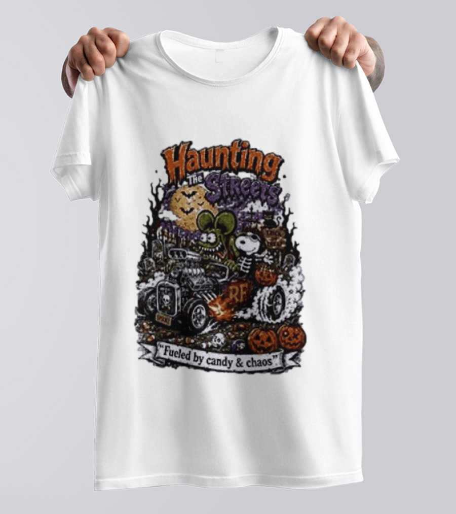 Peanuts Snoopy X Rat Fink Haunting The Streets Fueled By Candy & Chaos Halloween T-Shirt