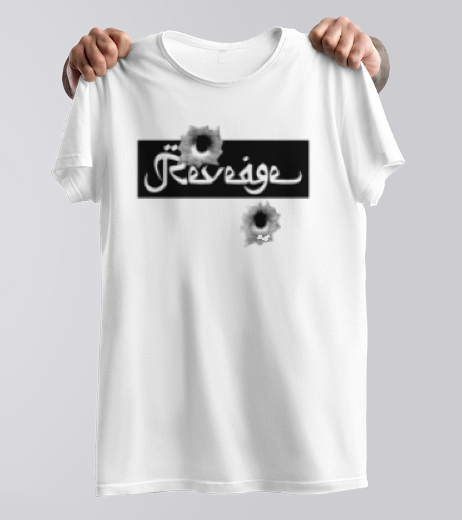 Revenge Arabic Text White Black Fusion T-Shirt