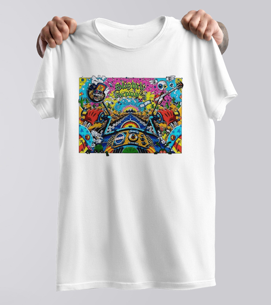 Slightly Stoopid Road Trippin Chicago IL Tour Art Alive Bird Skull Cactus Trippy Vibes T-Shirt