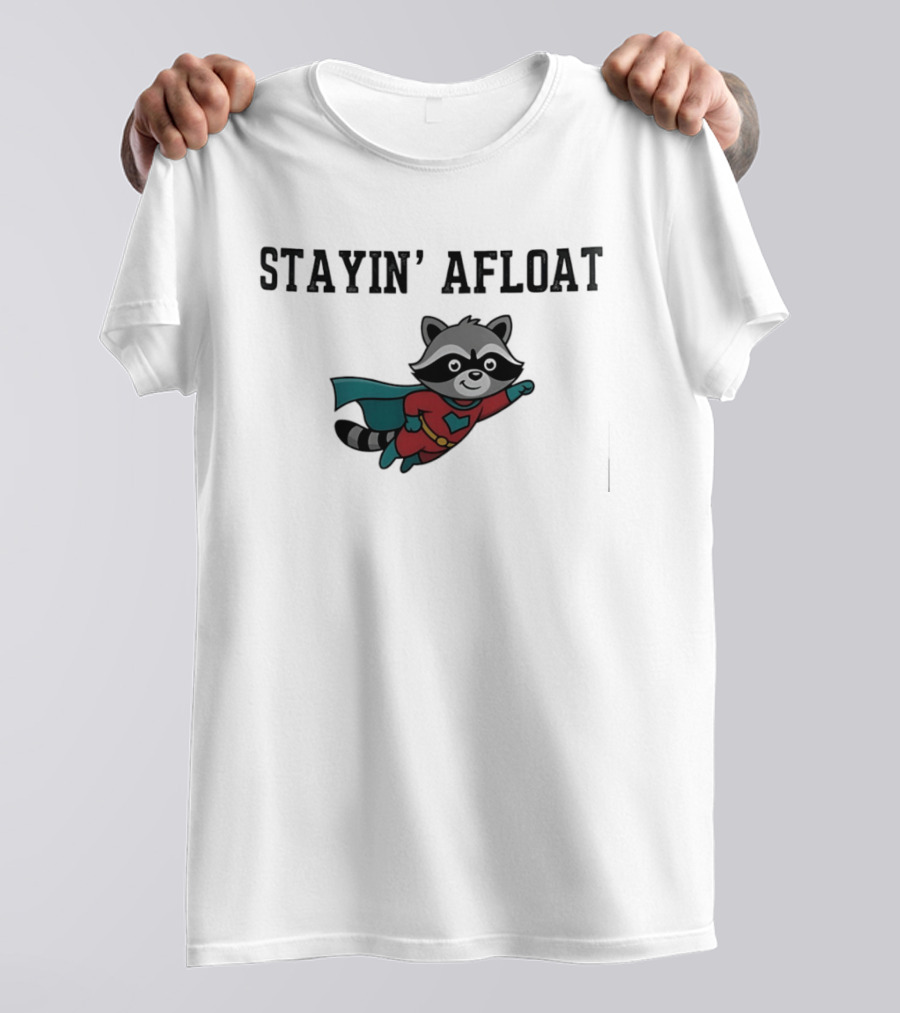 Stayin' Afloat Superhero Raccoon Flying Heroic Animal T-Shirt