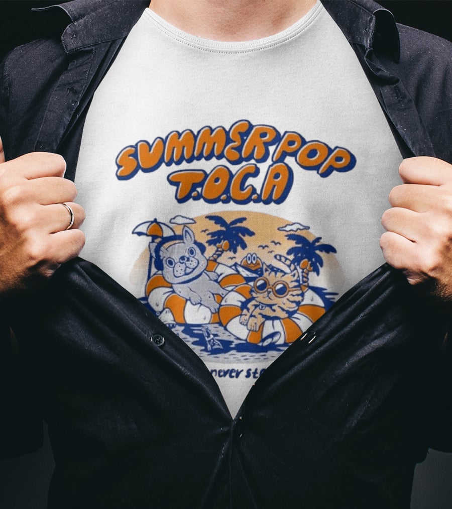 Summer Pop TOCA French Bulldog And Cat Endless Summer Music Vibes T-Shirt