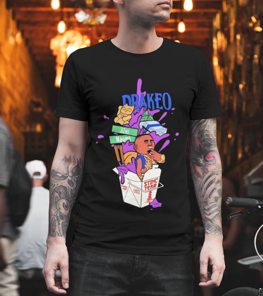 Drakeo The Ruler Stinc Team 32nd Naomi Lucky Cat And Chopsticks T-Shirt