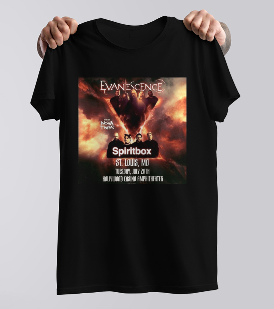 Evanescence Nova Twins Spiritbox Concert St. Louis MO July 28 Hollywood Casino Amphitheater T-Shirt