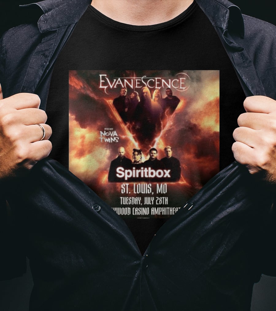 Evanescence Nova Twins Spiritbox Concert St. Louis MO July 28 Hollywood Casino Amphitheater T-Shirt