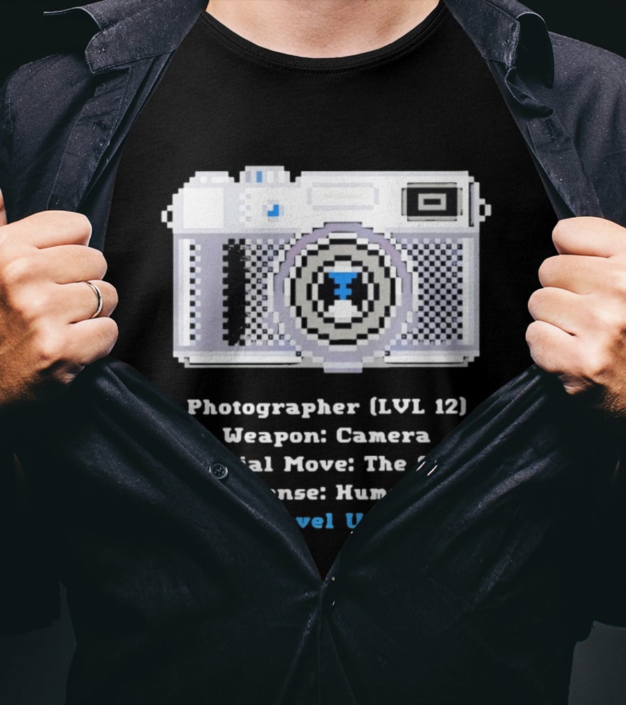 Photographer LVL 12 Weapon Camera Special Move The Shot Defense Humour Level Up T-Shirt