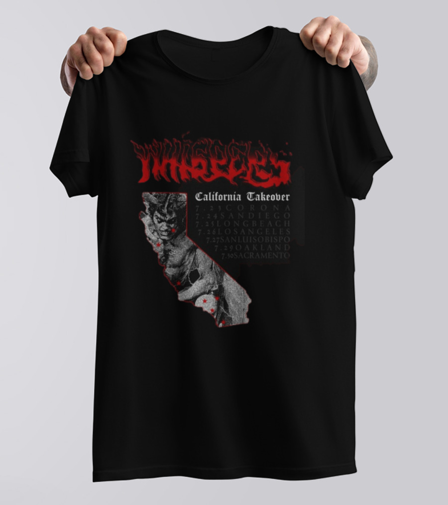 Pleasures Whispers California Takeover Tour Corona San Diego Long Beach Los Angeles San Luis Obispo Oakland Sacramento T-Shirt