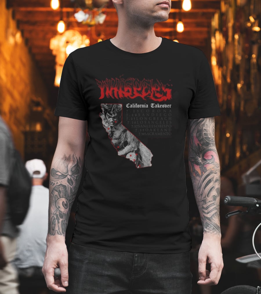 Pleasures Whispers California Takeover Tour Corona San Diego Long Beach Los Angeles San Luis Obispo Oakland Sacramento T-Shirt