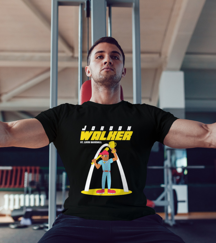 Jordan Walker St. Louis Baseball Cartoon Player Trophy Arch T-Shirt