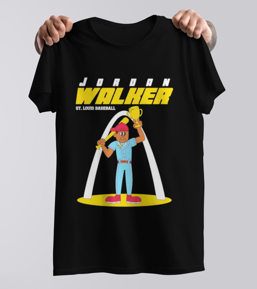 Jordan Walker St. Louis Baseball Cartoon Player Trophy Arch T-Shirt