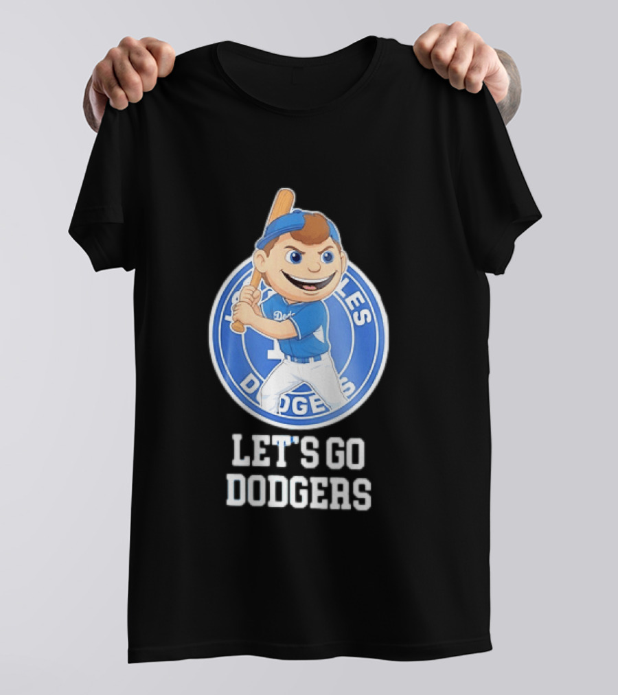 Los Angeles Dodgers Let's Go Dodgers Cartoon Character Baseball Bat T-Shirt