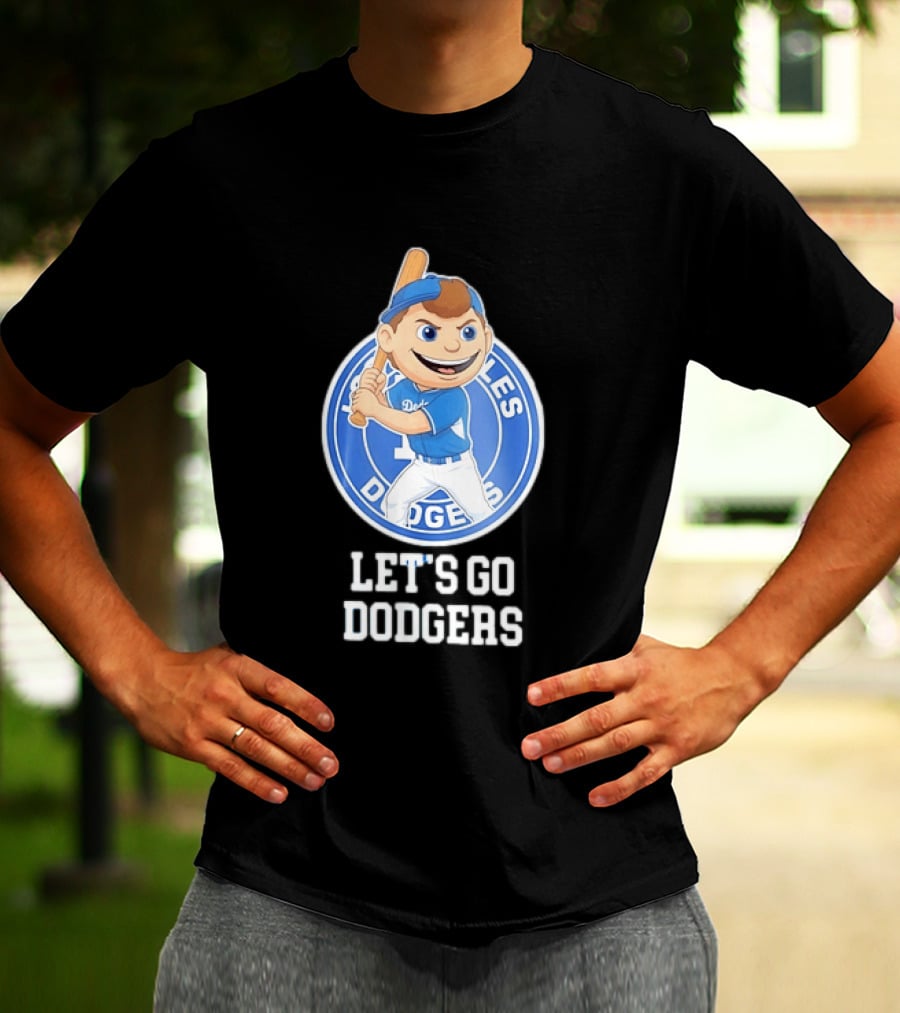 Los Angeles Dodgers Let's Go Dodgers Cartoon Character Baseball Bat T-Shirt