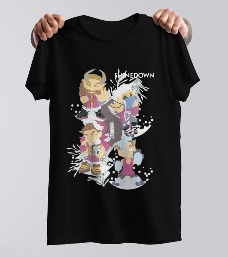 Shinedown Chibi Band Members Holiday Christmas Decor T-Shirt