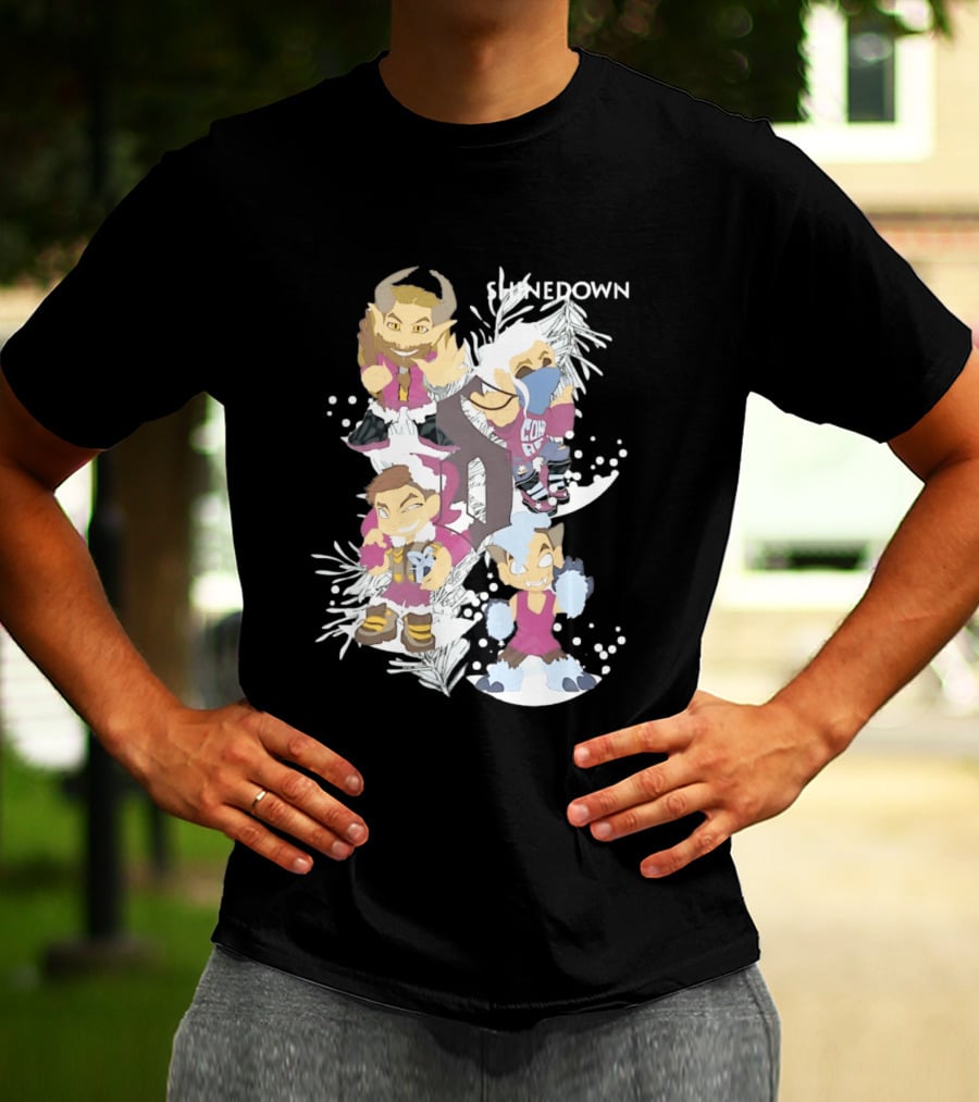 Shinedown Chibi Band Members Holiday Christmas Decor T-Shirt