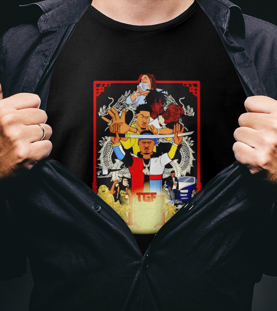 TGF Stinc Team Collage Streetwear Urban Dragons And Cars T-Shirt