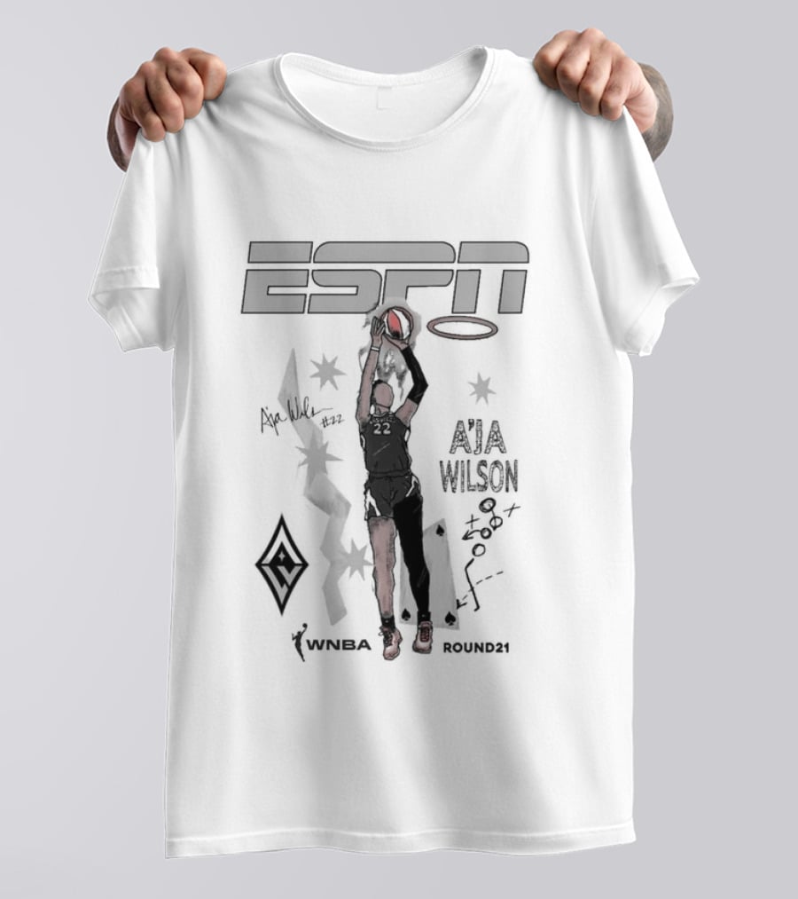 A'ja Wilson Las Vegas Aces ESPN Round21 Player T-Shirt