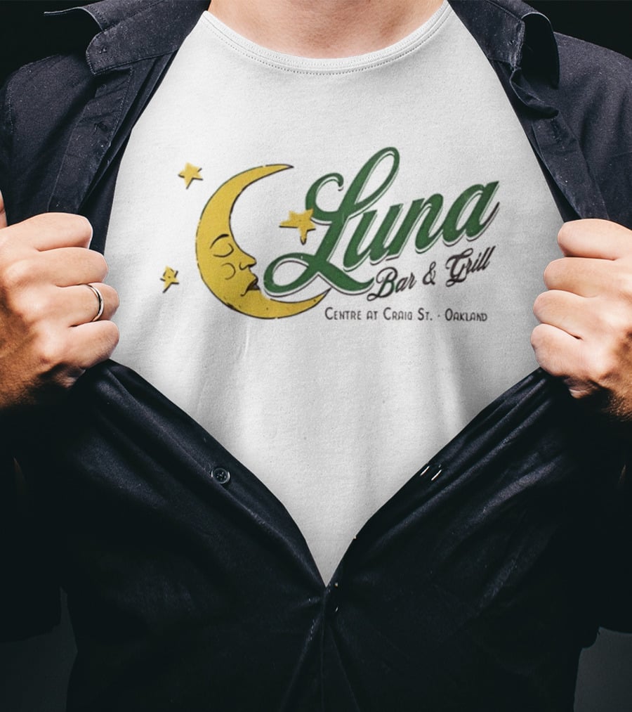 Luna Bar And Grill Centre At Craig St Oakland Moon And Stars T-Shirt