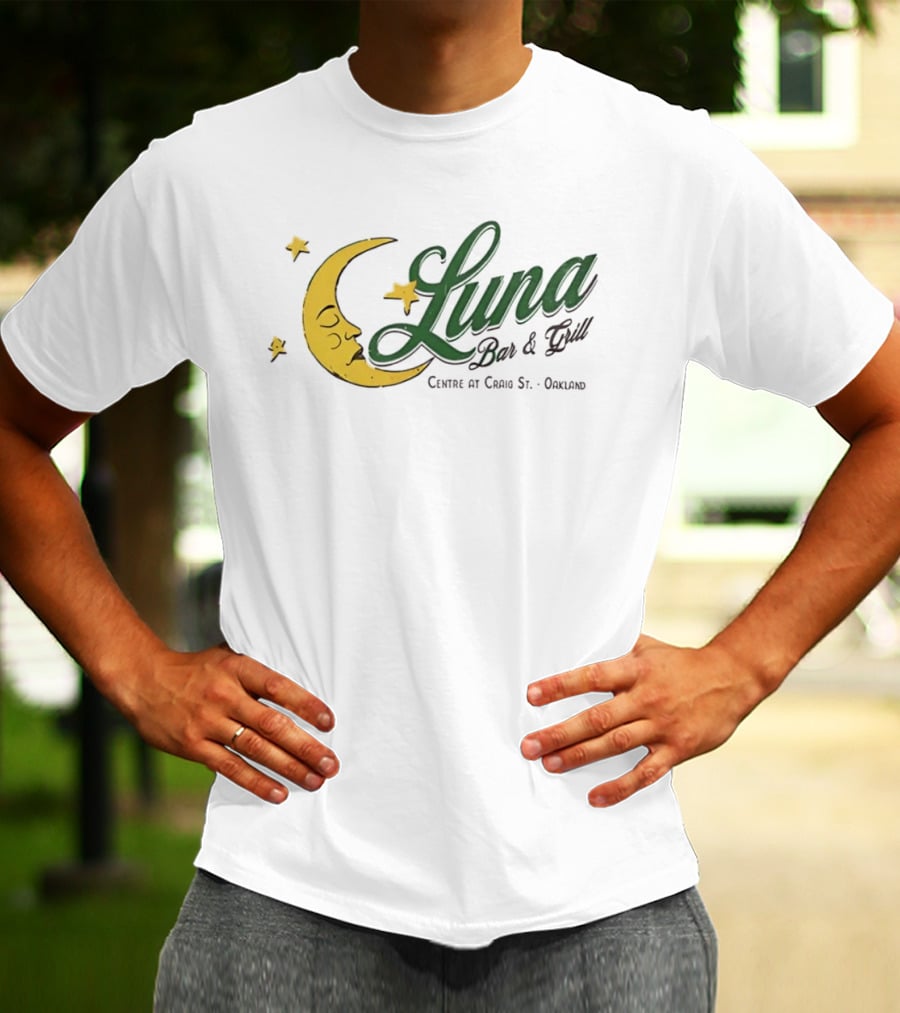 Luna Bar And Grill Centre At Craig St Oakland Moon And Stars T-Shirt
