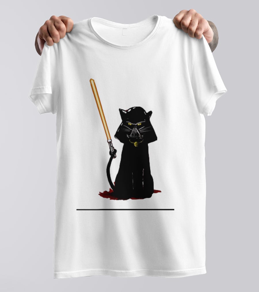 Darth Vader Cat Lightsaber Star Wars T-Shirt