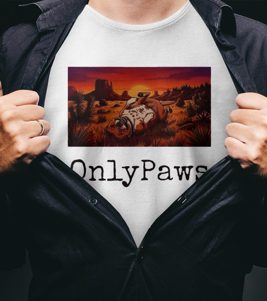 Desert Sunset Playful Pit Bull OnlyPaws Scenic Wonderland T-Shirt