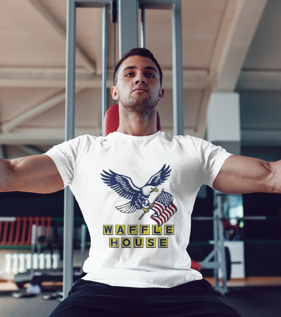 Waffle House Eagle Holding American Flag T-Shirt