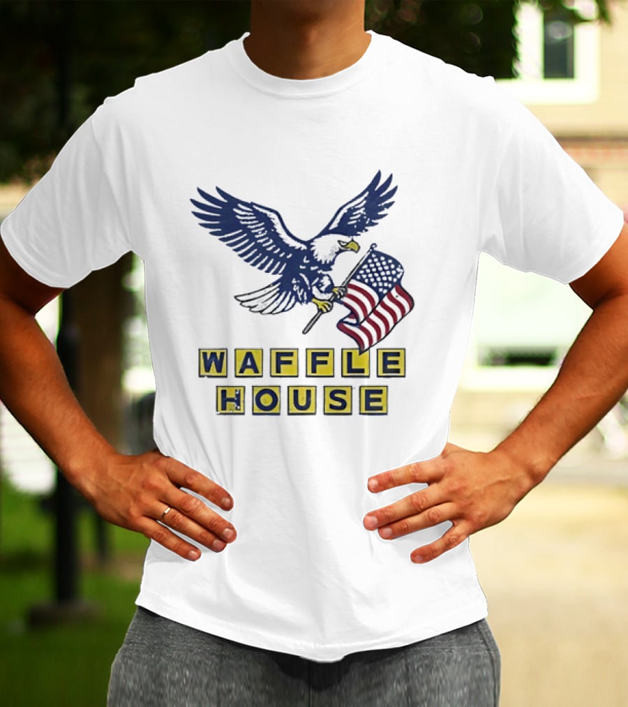 Waffle House Eagle Holding American Flag T-Shirt