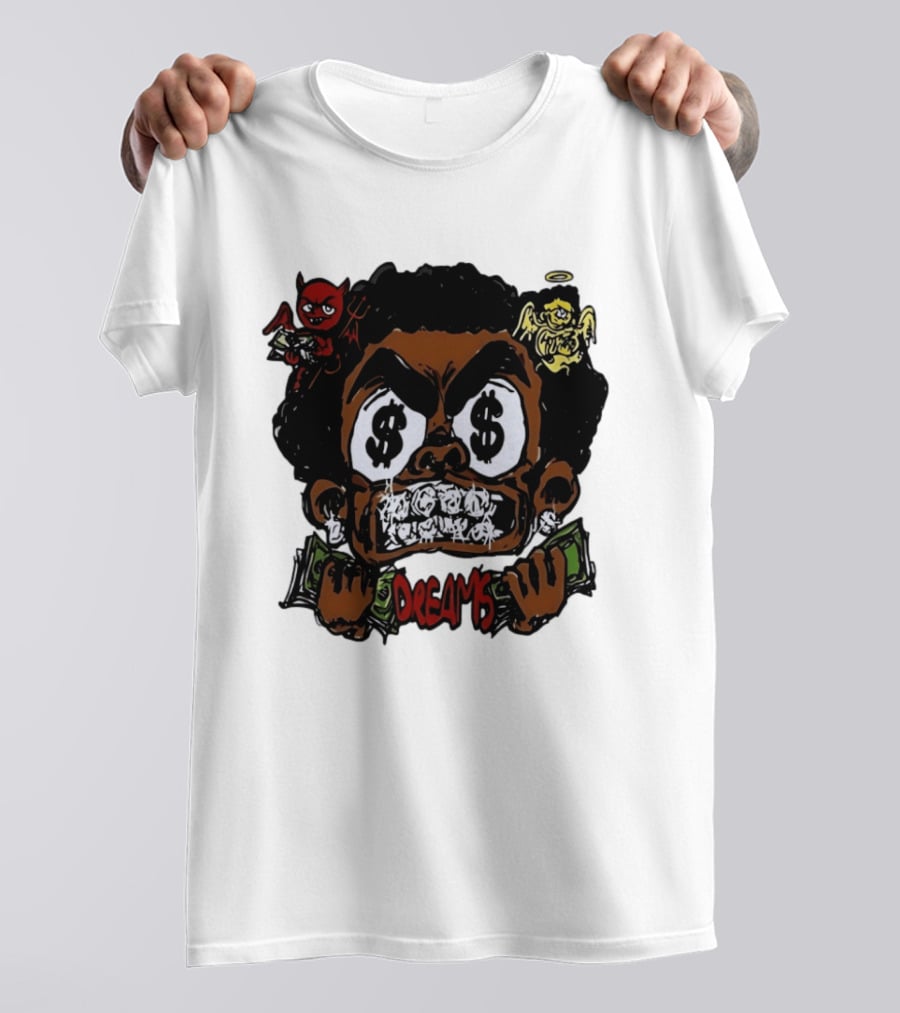 Dreams Money Cartoon Streetwear Dollar Eye Angel Devil T-Shirt