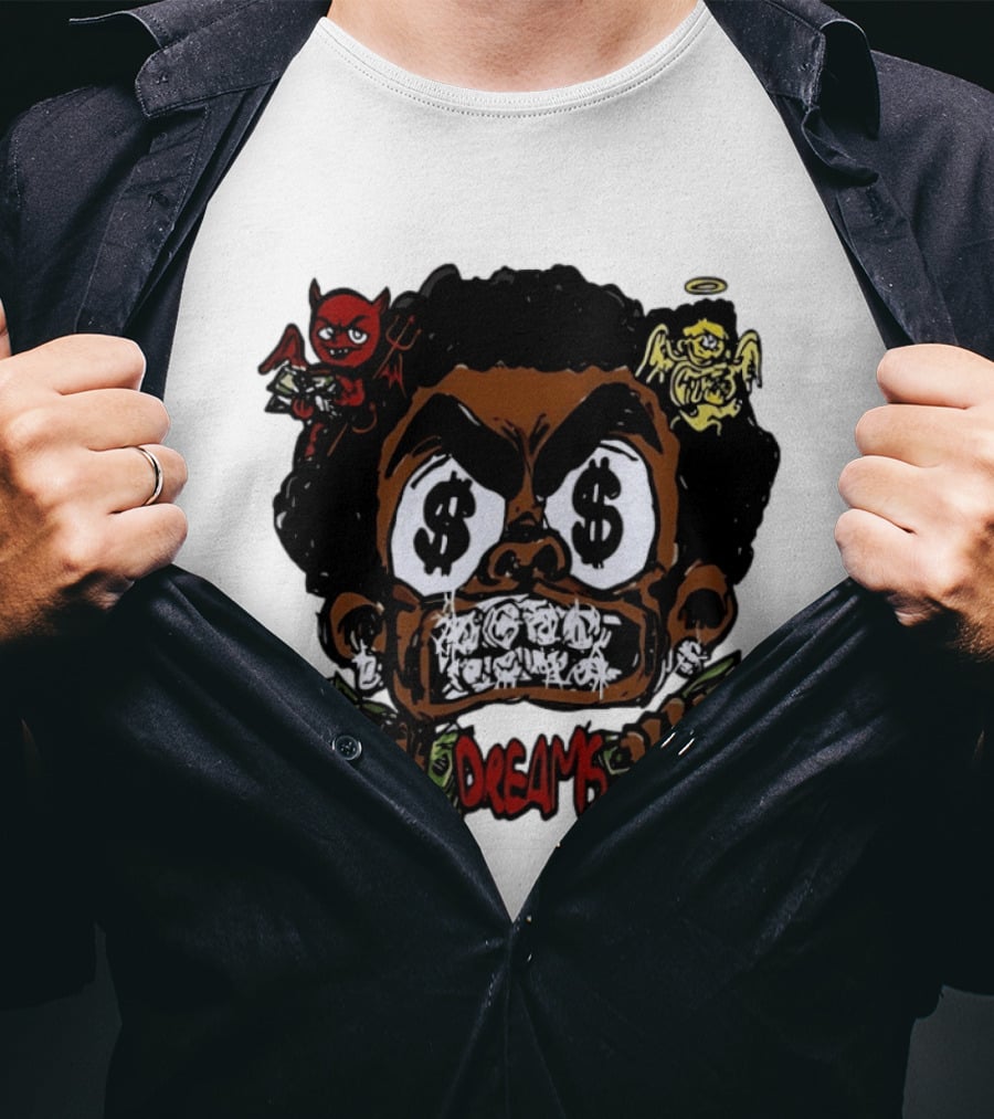 Dreams Money Cartoon Streetwear Dollar Eye Angel Devil T-Shirt