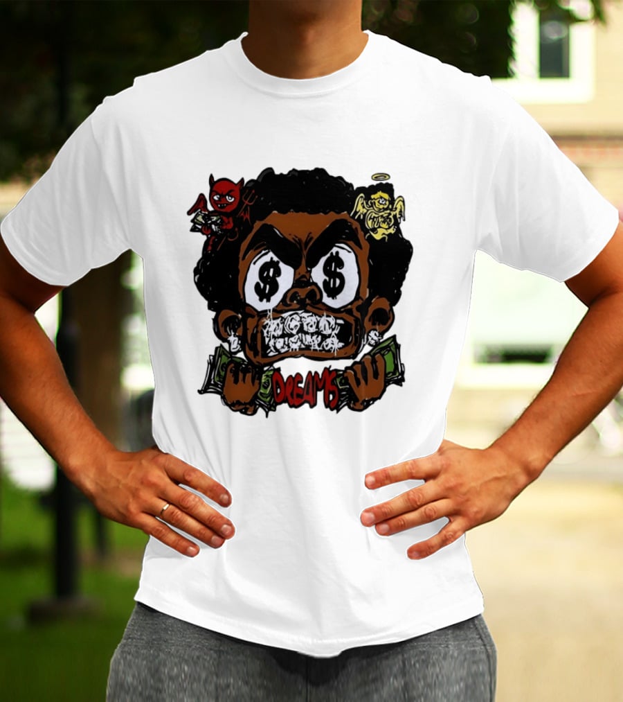 Dreams Money Cartoon Streetwear Dollar Eye Angel Devil T-Shirt