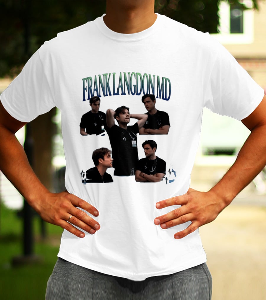 FRANK LANGDON MD Doctor Medical TV Show Character Stethoscope And ID T-Shirt