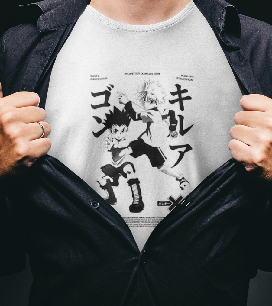 Gon Freecss Killua Zoldyck Hunter X Hunter Japanese Text Adventure Duo T-Shirt