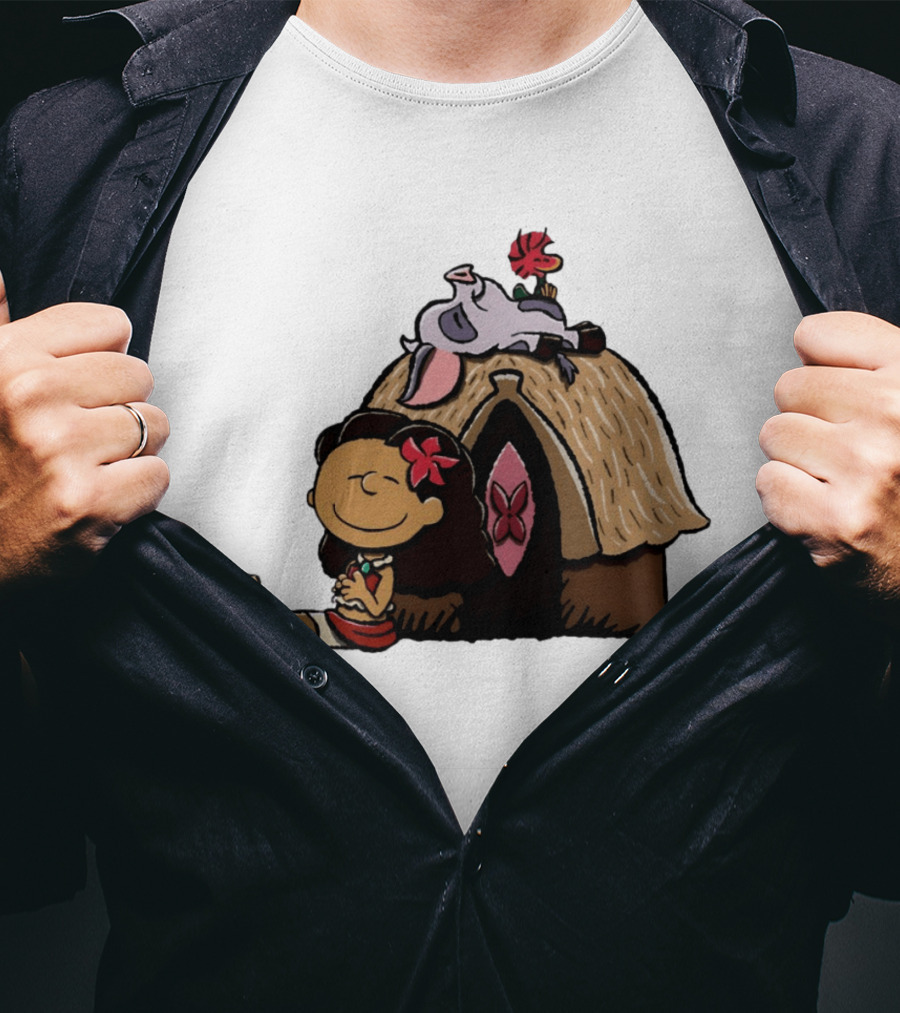 Moana Pua Heihei Peanuts Doghouse Cartoon T-Shirt