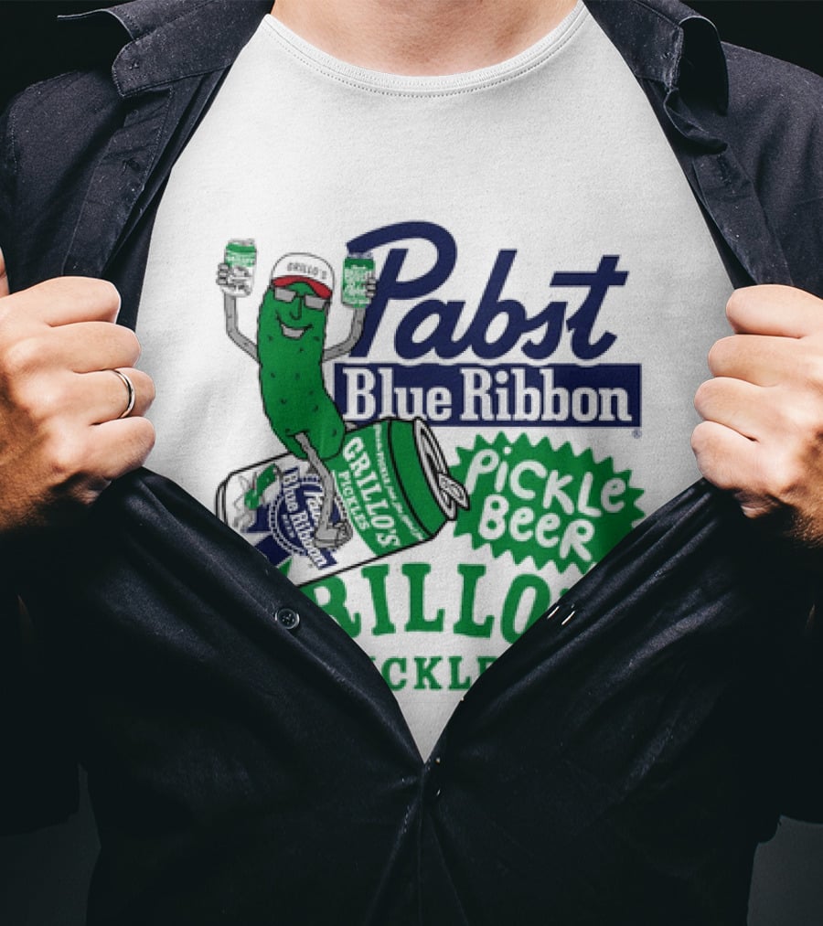Pabst Blue Ribbon Grillo's Pickles Pickle Beer Festival 2023 T-Shirt