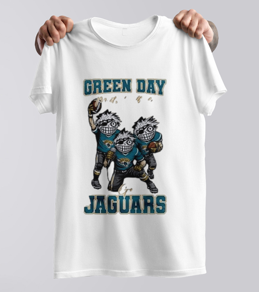 Green Day Jacksonville Jaguars Crossover With Football Characters T-Shirt