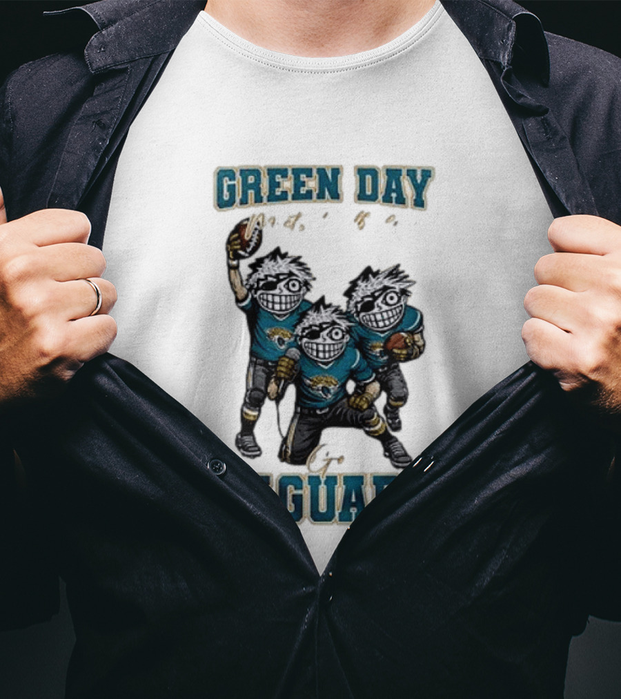 Green Day Jacksonville Jaguars Crossover With Football Characters T-Shirt