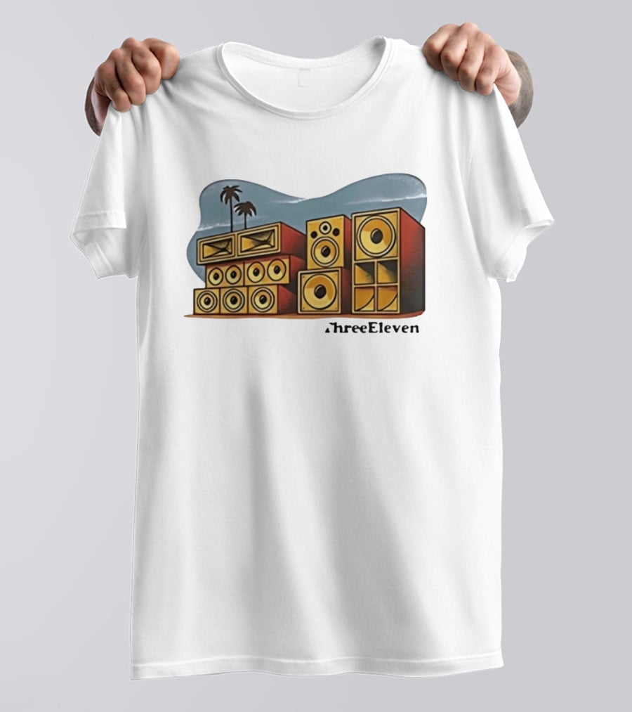 ThreeEleven Sound System Speaker Stack Reggae With Palm Trees T-Shirt