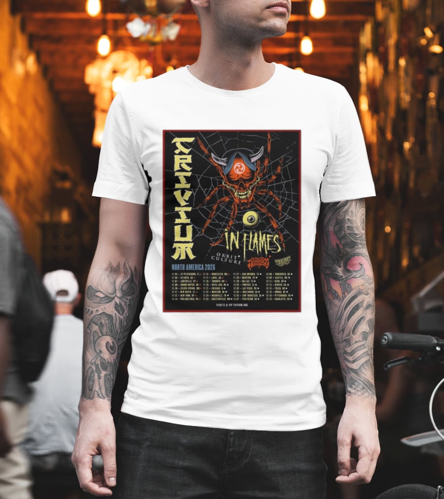 Trivium In Flames Orbit Culture Fit For An Autopsy North America 2026 Tour Dates And Locations T-Shirt